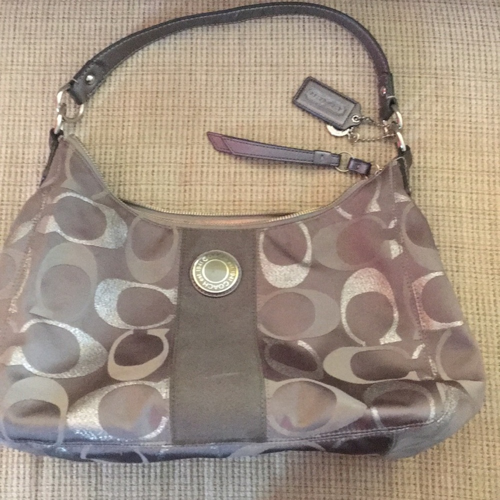 Authentic Coach purse with matte & metallic emblem